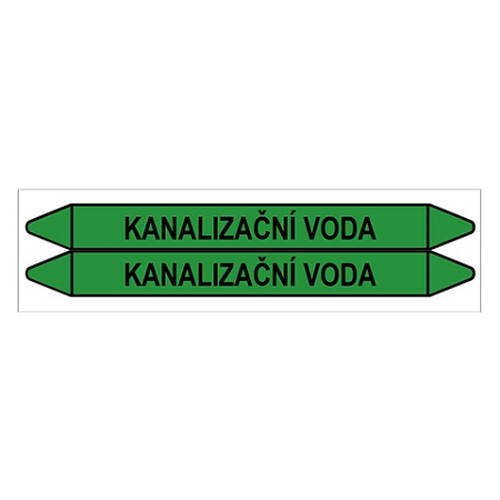 Značení potrubí, kanalizační voda,2 ks, 450 × 52 mm